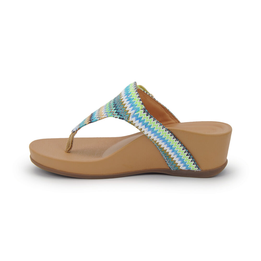 Aetrex Women's Kate Arch Support Wedge Sandals - Blue | USA IDLUMI8